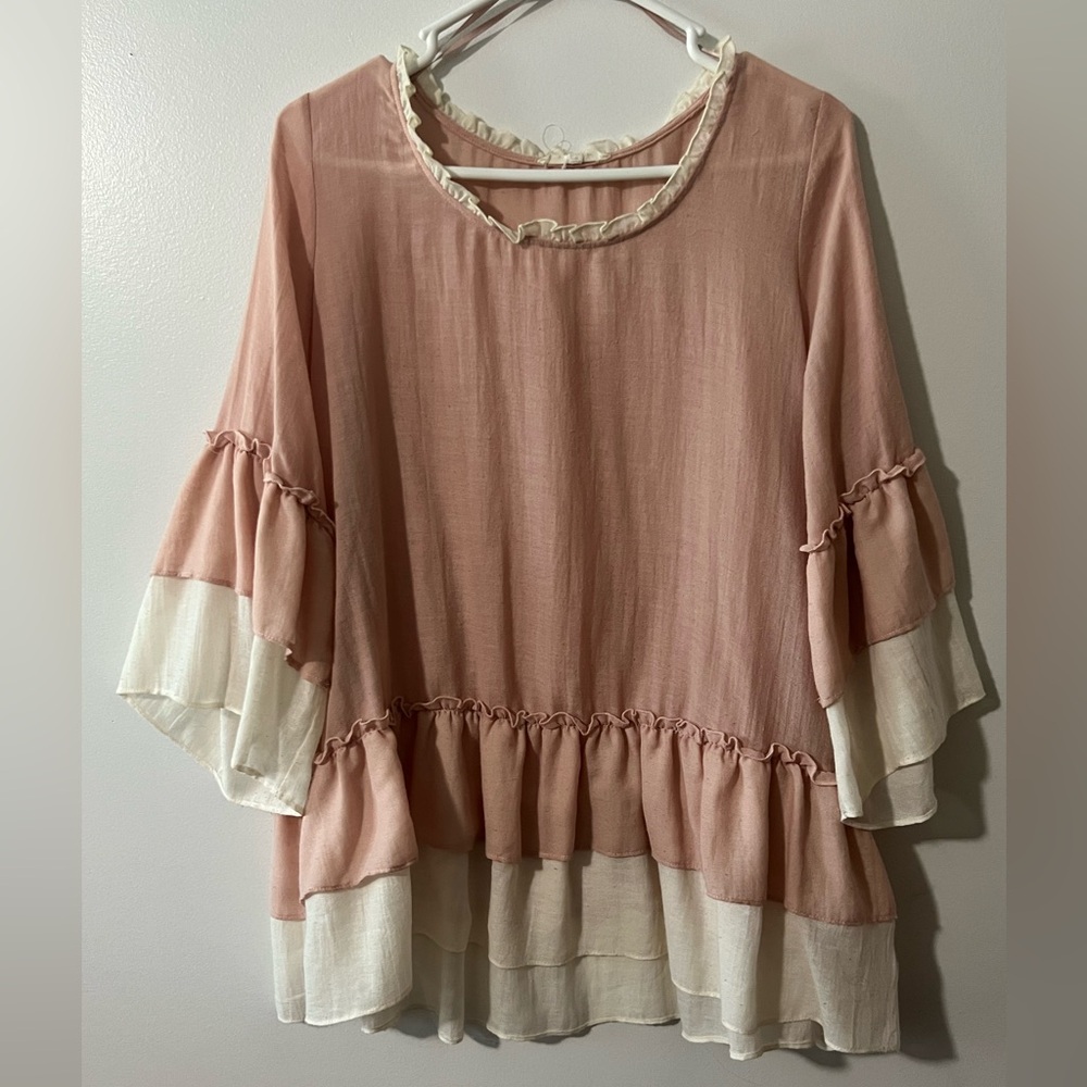 Blush & Cream Ruffle Top